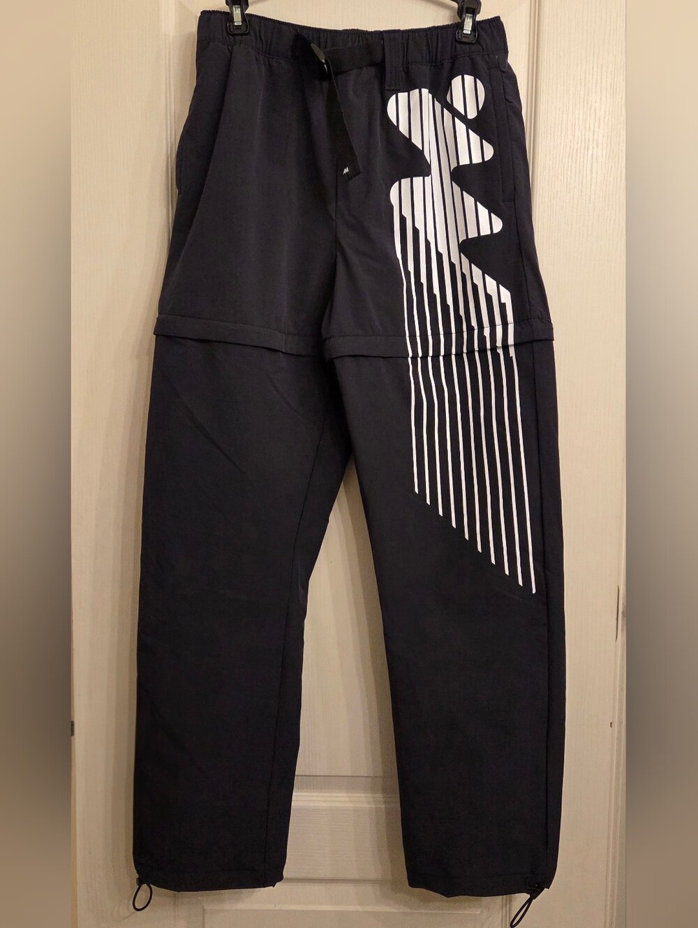 Without Walls Black Joggers with White Graphic Stripe MENS SIZE S